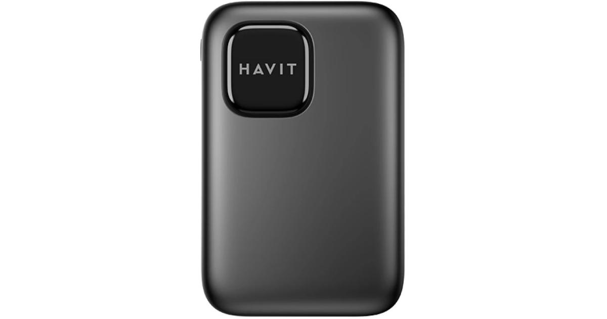 باور بنك (شاحن متنقل) HAVIT PB34 20000mAh 22.5W Fast Charge , Multiple Ports USB A & USB Type C , LED Indicator, Ultra-Slim Design Charging for Compatible Devices - Grey