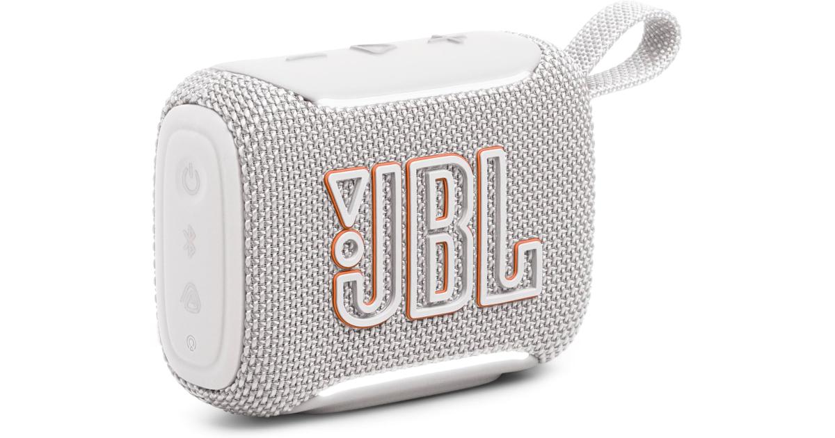 JBL Go 5 - Ultra-Portable Waterproof & Drop-Proof Speaker with JBL Legendary Sound & Ambient Edge Lighting, AirTouch Instant Stereo Pairing or Link Multiple Compatible Speakers via Auracast™ (White)