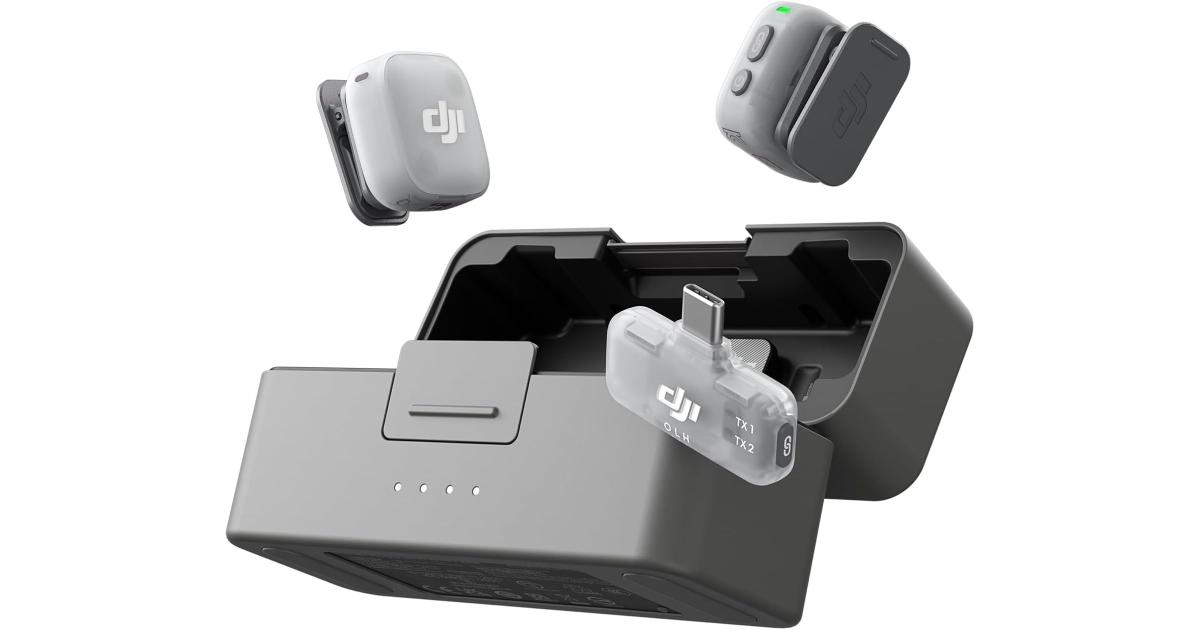 DJI Mic Mini 2 (2 TX + 1 Mobile RX + Charging Case), Lavalier Wireless Vlogging Mic for iPhone/Android/Camera, Bluetooth Microphone, Plug-And-Play, 90h Battery, Streaming, Noise Cancelling