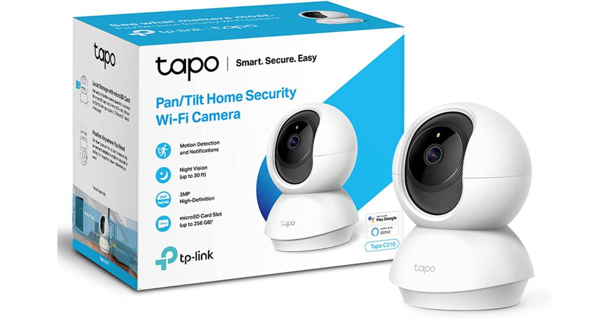 TP-Link Tapo C210 2K (3MP) Pan/Tilt Home Security Wi-Fi Camera Night Vision Motion Detection Sound and Light Alarm