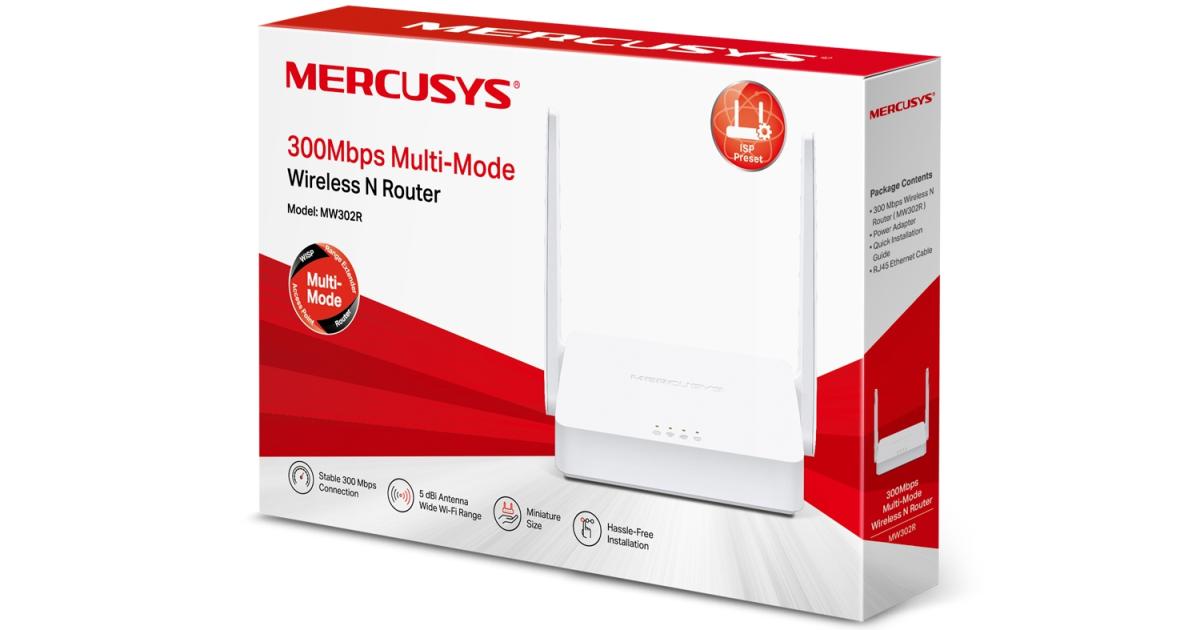 راوتر Mercusys MW302R 300Mbps Wireless WiFi Two 5dBi Antennas IPv6 Compatible Multi-Mode