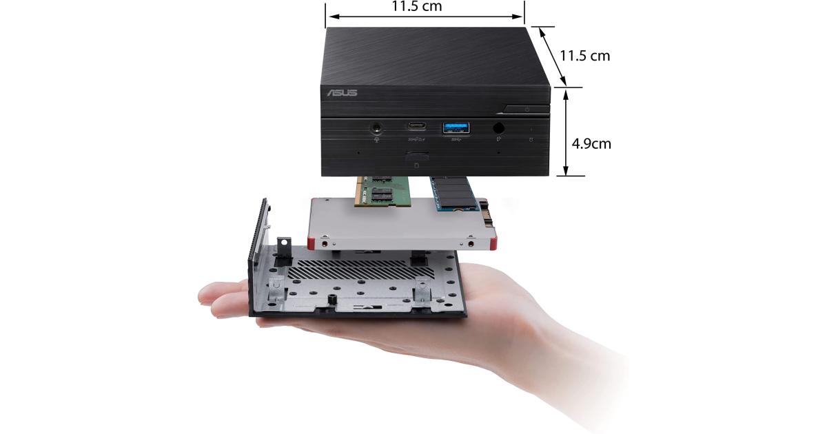 ASUS PN50 MiniPC AMD Ryzen 5 4500U 6-Cores Support up to 4 Displays in 4K Resolution & 64GB DDR4 RAM WiFi 6 & Bluetooth - Black