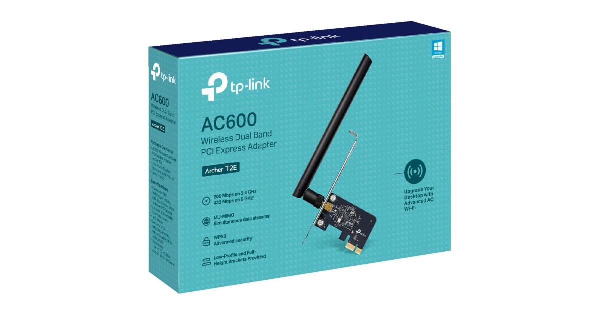 TP-Link Archer T2E AC600 PCIe WiFi Card Dual Band Wireless High-Gain Antenna