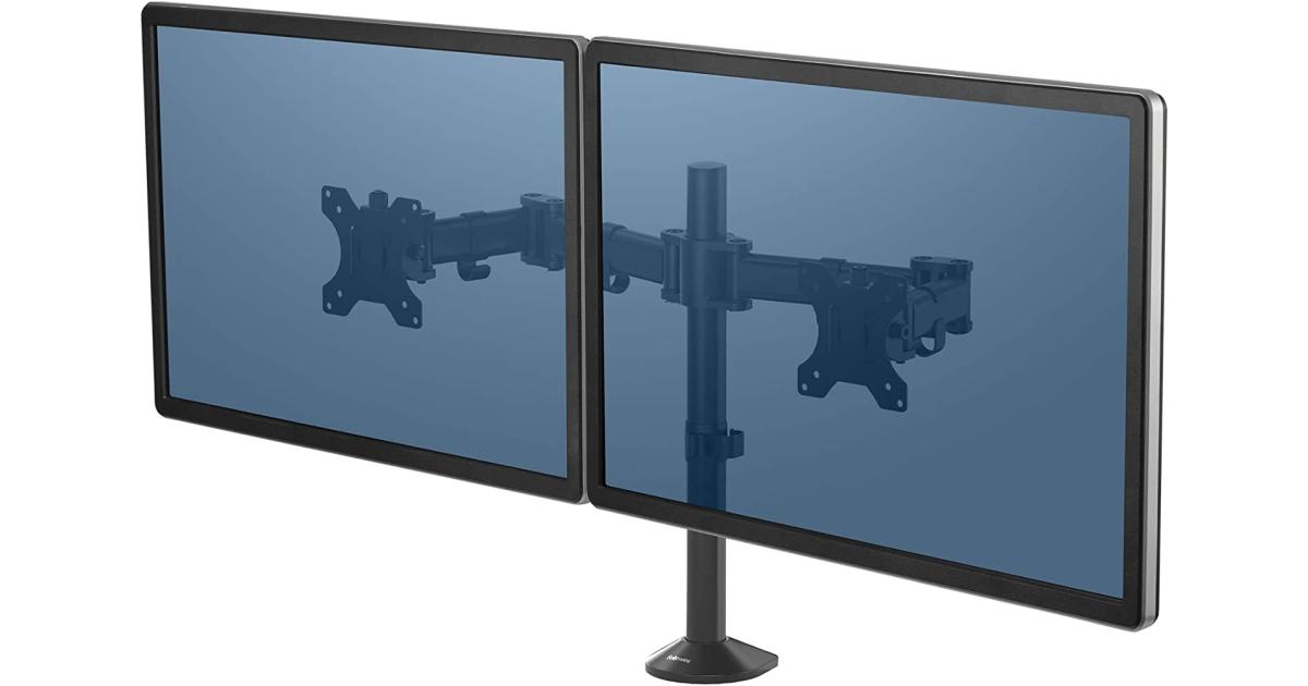 شاشة Fellowes Reflex Series Dual Adjustable Computer Stand for 2 Monitors up to 27" Capacity