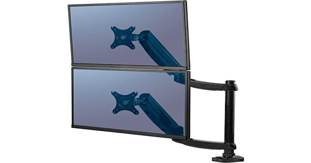 شاشة Fellowes Platinum Series Dual Stacking Adjustable Arm - Black