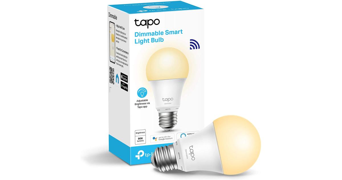TP-Link Tapo L510E Smart Light Bulbs 800 Lumens (60W Equivalent) 2700K Soft Warm White LED Bulb Dimmable Compatible with Alexa & Google Home No Hub Required