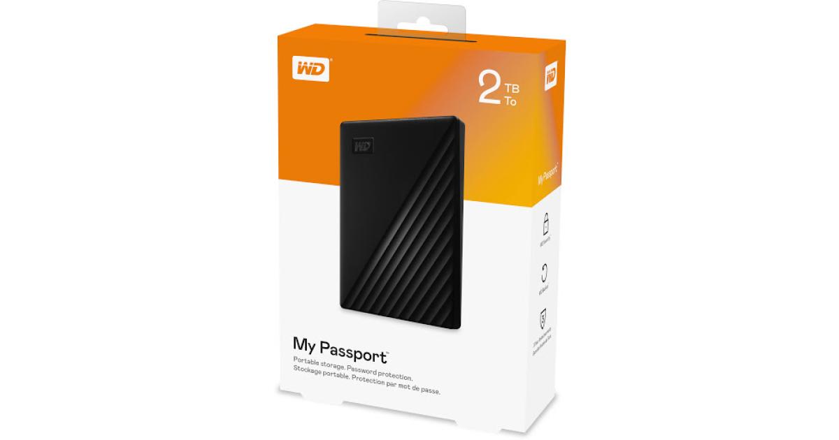 WD 2TB My Passport Portable External Hard Drivew/ backup software & Password Protection - Black