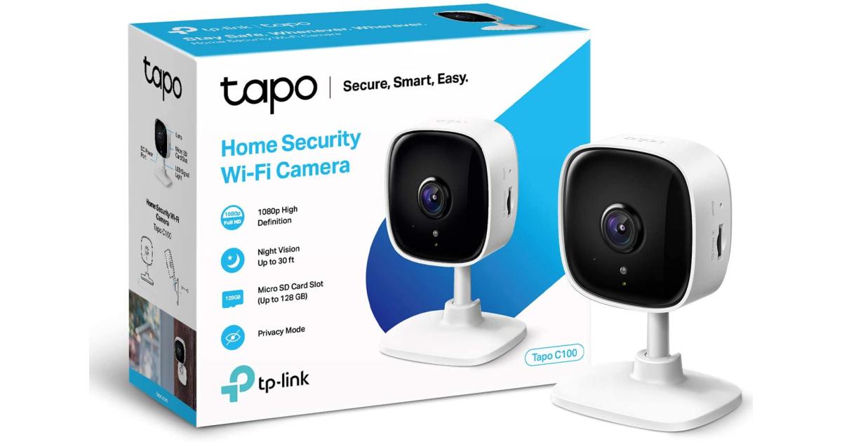 TP-Link Tapo C100 1080P Indoor Security Camera w/ Motion Detection 2-Way Audio Siren Night Vision Cloud & SD Card Storage Works w/ Alexa & Google Home