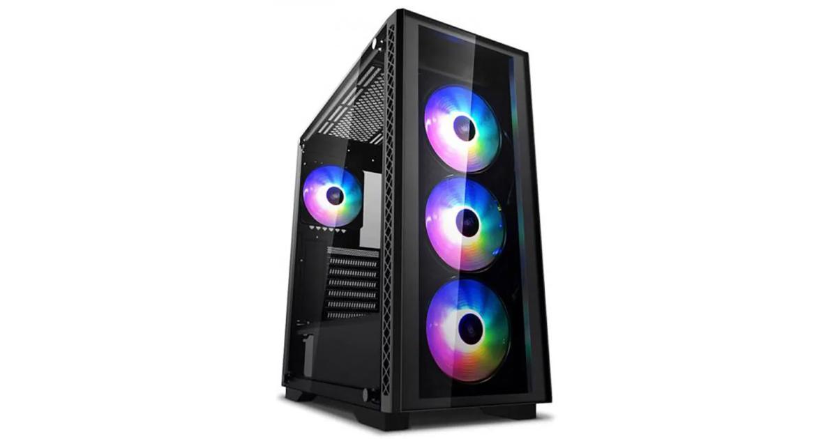 DeepCool MATREXX 50 Tempered Glass Side & Front Panel Gaming Case w/ 4x ARGB Fan - Black