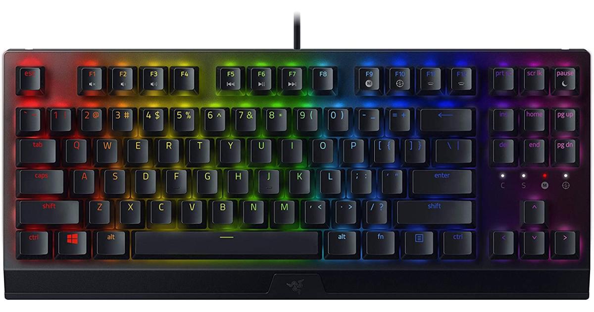 كيبورد ألعاب ميكانيكي Razer BlackWidow V3 Tenkeyless TKL : Green Mechanical Switches - Tactile & Clicky - Chroma RGB Lighting - Compact Form Factor - Programmable Macros