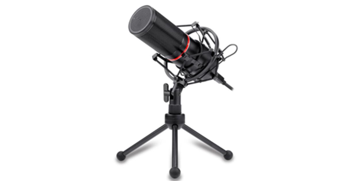 Redragon BLAZAR GM300 Gaming Stream Microphone , -45±3dB Sensitivity, ≤2.2kΩ Impedance, 20Hz-20kHz, Custom Circle LED Color, 16mm Big Condenser, Tripod Stand & Windscreen Included