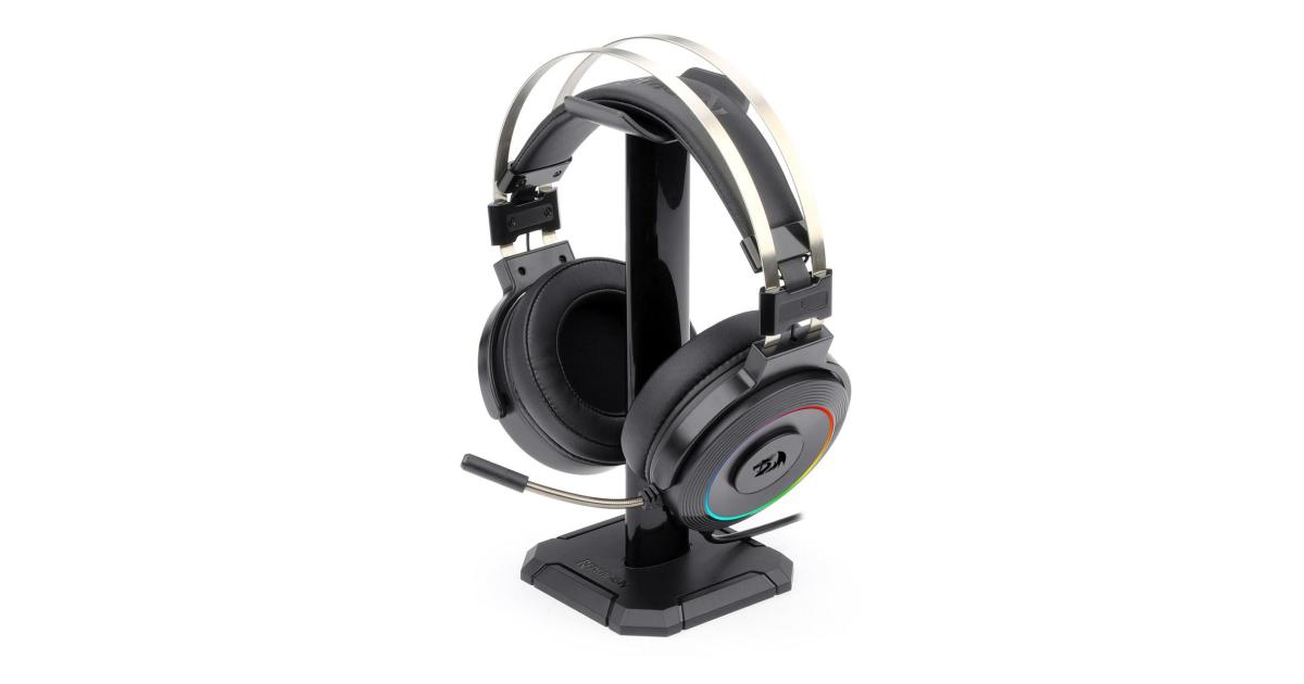 Redragon H320 Lamia 7.1 Surround Sound Volume Control Noise Cancelling RGB Light w/ Stand - Black