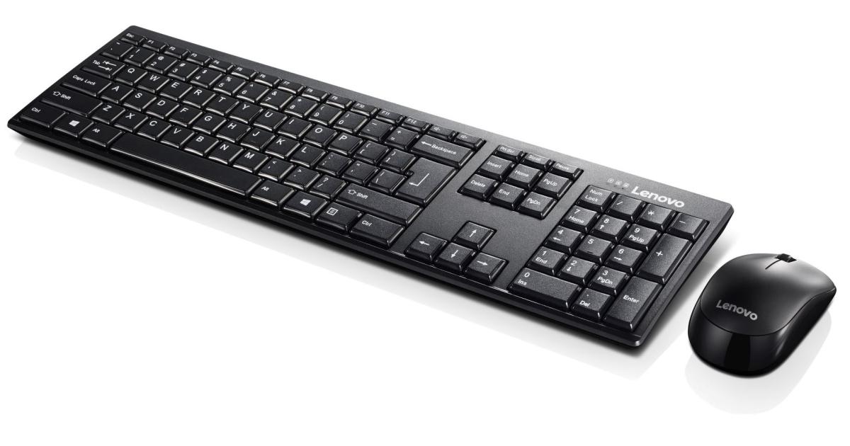 كيبورد Lenovo 100 Wireless Combo with Mouse Arabic / English - Back