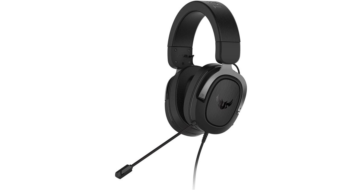 سماعة ألعاب (رأس) Asus TUF Gaming H3 , 50mm Neodymium Magnet Driver, 3.5mm Jack, Boom Mic, Surround Sound, Deep Bass, Fast-cooling, Over-the-Head, Gray