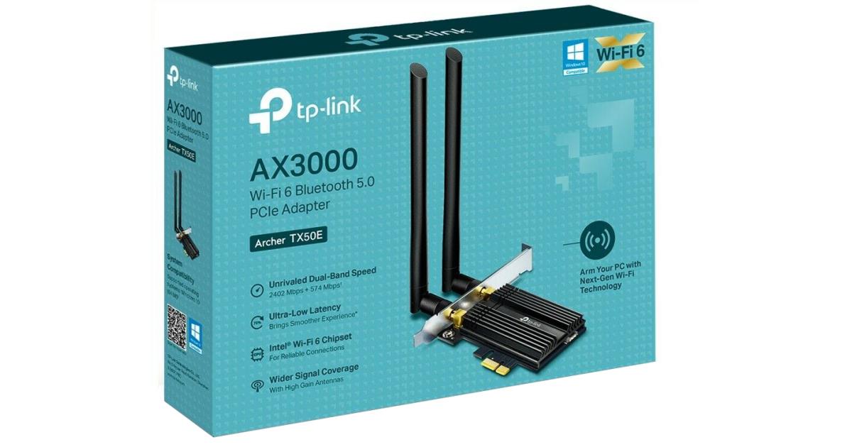 TP-Link Archer TX50E AX3000 Wi-Fi 6 Bluetooth 5.2 PCIe Adapter for PC with Heat Sink, MU-MIMO, Ultra-Low Latency