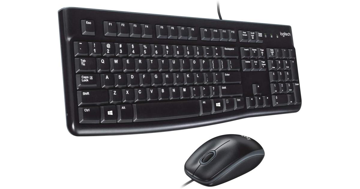 كيبورد Logitech MK120 Desktop Wire Kit ( and Mouse ) USB Arabic / English - Black