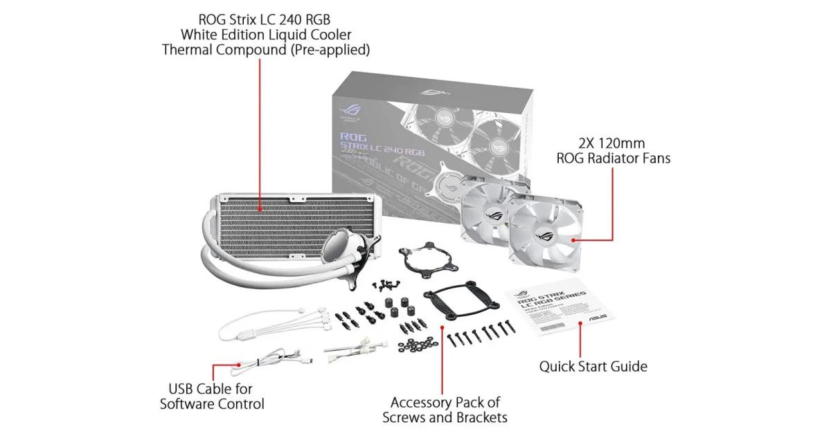 معالج ASUS ROG STRIX LC 240mm RGB AIO Water Cooler -White Edition