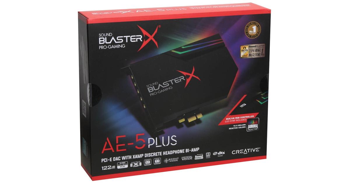 Creative Sound BlasterX AE-5 Plus SABRE32-class Hi-res 32-bit/384 kHz PCIe Gaming Sound Card & DAC with Dolby Digital and DTS Xamp Discrete Headphone Bi-amp