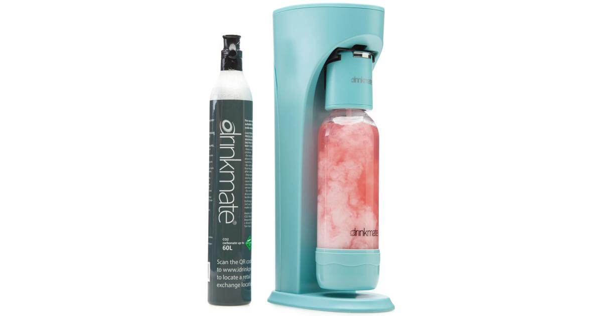 DrinkMate Water & Soda Machine, Carbonates Any Drink , Cylinder Included - Blue