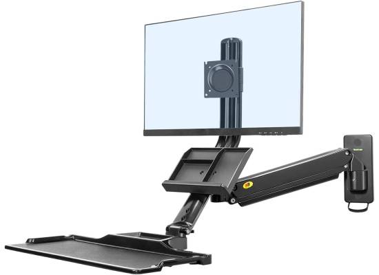شاشة NB North Bayou Holder Sit Stand Workstation Wall Mount Height Adjustable Sit-Stand Converter for 19''-27'' Screens with Keyboard Tray, VESA 75/100, Load Capacity from 4.4-19.8lbs MB32