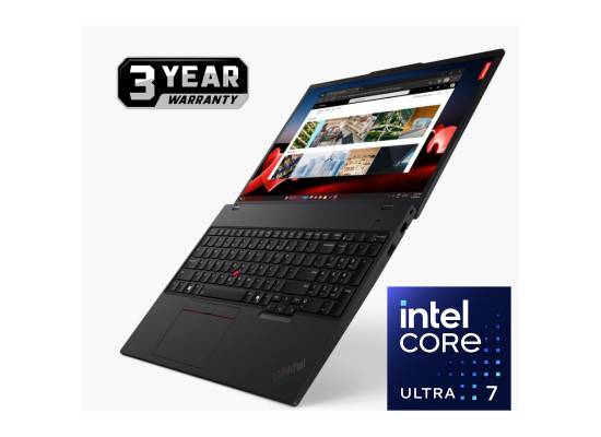 لابتوب ThinkPad T16 Gen 4, Intel® Core™ Ultra 7 258V, 32GB LPDDR5X-8533, 1TB SSD, 16" FHD+ (1920x1200) IPS 400nits, Wi-Fi 7, BT 5.4 - 3 Year Warranty