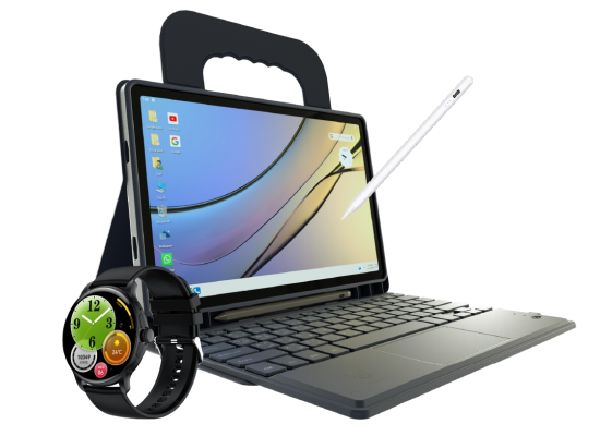 رام VIKUSHA Tablet V-Z80 Plus, 10.95", 12GB + 12GB + 256GB ROM, 8500mAh 5-6hours Battery Life, 4G Dual SIM, Android 14 w/ V70 Smart Watch + Stylus Pan + Keyboard + Stand Cover + Two Screen Protectors + Charger + Headphone - Grey