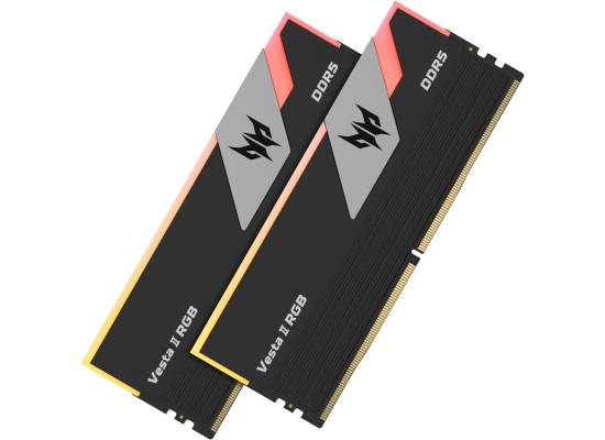 رام Acer Predator Vesta II DDR5 6000MHz 32GB (16GBx2) RGB CL36 Intel XMP 3.0 AMD EXPO Compatible Computer Memory PC5-48000 Black - BL.9BWWR.652