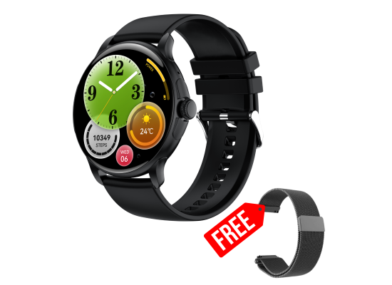 شاشة VIKUSHA V70 Smart Watch 1.43 Inch Amoled Screen, Voice Assistant Bluetooth Call Heart Rate Health Smartwatch Fitness Tracker with Dual Strips for Men Women - Black