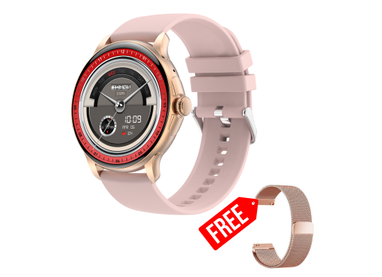 شاشة VIKUSHA V70 Smart Watch 1.43 Inch Amoled Screen, Voice Assistant Bluetooth Call Heart Rate Health Smartwatch Fitness Tracker with Dual Strips for Men Women - Rose Gold