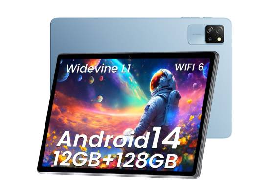 رام Blackview Tab 60 WiFi Android 14 Tablet Eye Comfort Mode, 12GB (4GB physical + 8GB virtual) 128GB Storage, 10.1-inch, HD Plus - Blue with Bluetooth Keyboard