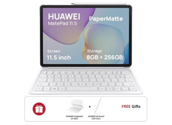 كيبورد HUAWEI MatePad 11.5 2025 Tablet 2.5K 120Hz PaperMatte Display, 8+256GB, 10100 mAh, 40W SuperCharge, WiFi6, Bluetooth 5.2, WPS Office, Quad Speakers, Detachable , Violet