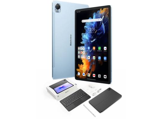 رام Blackview Mega1 Tablets 11.5 inch 120 Hz 2.4K FHD+ Android, 50MP Camera, 256GB Storage / 12+12GB 33W Fast Charger 8800mAh, 4G Dual SIM Tablet with BT Keyboard - Sky Blue
