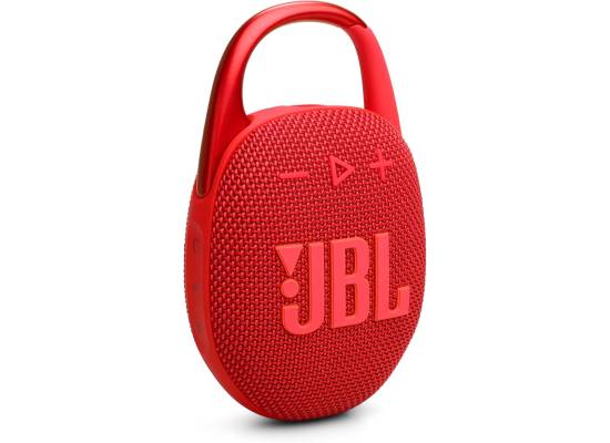 JBL Clip 5 - Ultra-Portable, Waterproof & Dustproof Bluetooth Speaker, Big Pro Sound with Punchy bass, Integrated Carabiner, Up to 12 Hours of Play, Made in Part with Recycled Materials (Red)