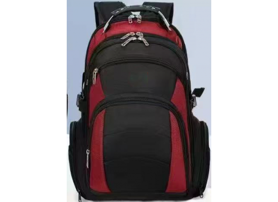 Backpack Large Capacity Expandable Backpack Multifunction USB Charging Business Bag For Laptop Up to 17.6" - Black & Red