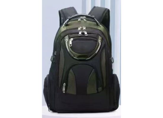 Backpack Large Capacity Expandable Backpack Multifunction USB Charging Business Bag For Laptop Up to 17.6" - Black & Green