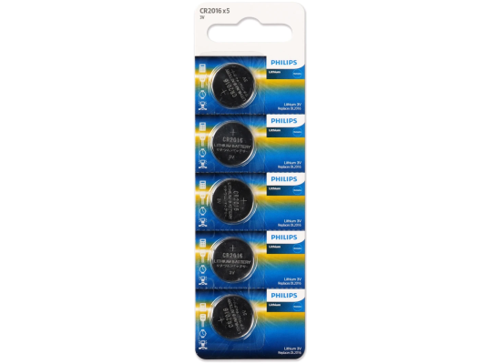 Philips Lithium Cell Button Batteries CR2450 - Pack of 5