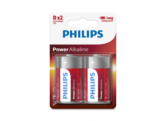 Philips Power Alkaline Batteries D - Pack of 2