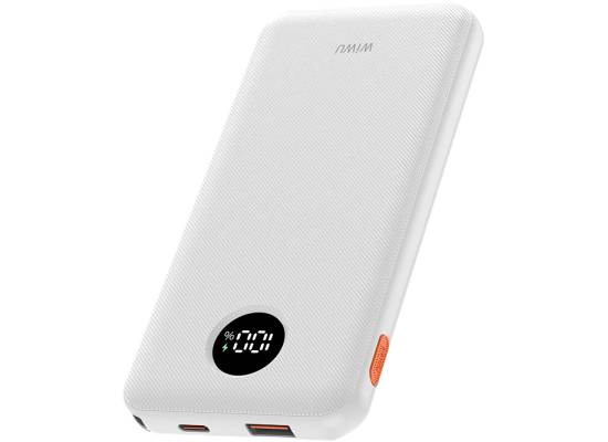 باور بنك (شاحن متنقل) WiWU PN03 Essen Series 10000mAh 22.5W – PD & QC 3.0 Fast Charging, LED Digital Display, White - 18 Months Warranty