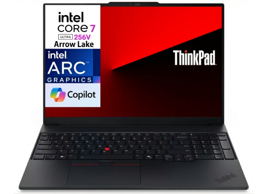لابتوب AI Lenovo ThinkPad E16 Gen 3, Intel® Core™ Ultra 7 256V Up to 4.8GHz Intel® Arc™ 140V GPU, 16GB LPDDR5X-8533 (not upgradable), 1TB SSD, 16" FHD+ With Casual Toploader - 2 Years Warranty