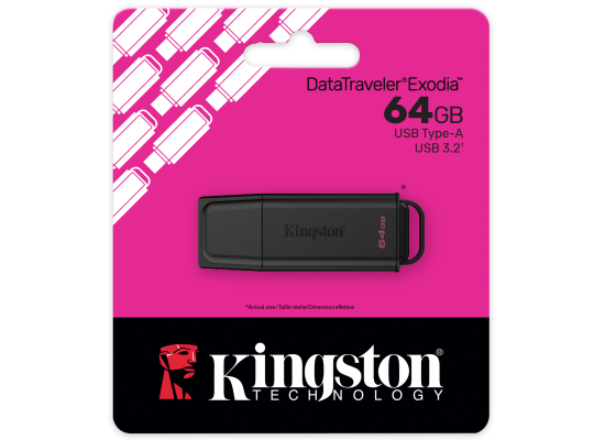 Kingston DataTraveler Exodia G2 - محرك أقراص فلاش USB 3.2 الجيل الأول سعة 64 جيجابايت، موصل USB-A، تصميم غطاء عملي، ضمان 5 سنوات