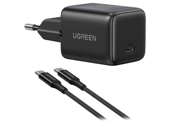UGREEN X513 Nexode 30W GaN USB-C Fast Charger EU Plug + 1M USB-C Cable Charging Set - Black