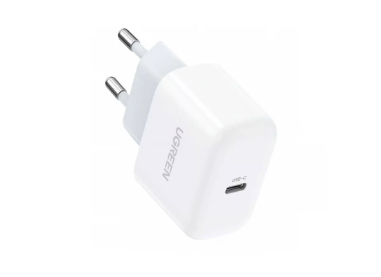 شاحن حائط UGREEN CD241 Mini 20W USB-C PD 3.0 PPS Fast Charging for iPhone 15/14/13 - White