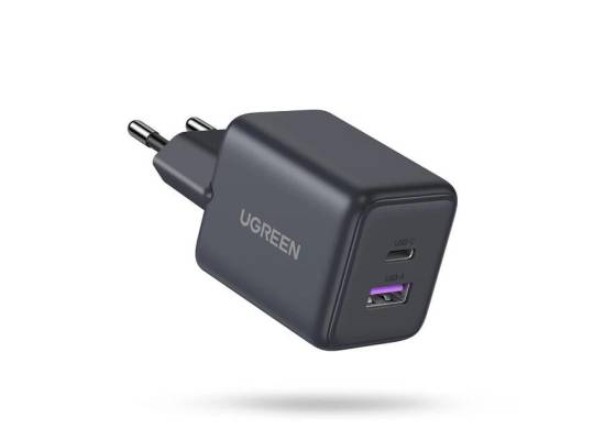 UGREEN X516 Nexode 30W 2-Port GaN Fast Charger USB-C PD & USB-A QC 3.0 EU Plug - Black