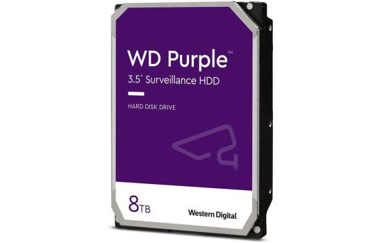 هارديسك هارديسك () Western Digital 8TB WD Purple Surveillance Internal – 5640 RPM, SATA 6 Gb/s, 256MB Cache, AllFrame 4K, 3.5" CMR – WD85PURZ