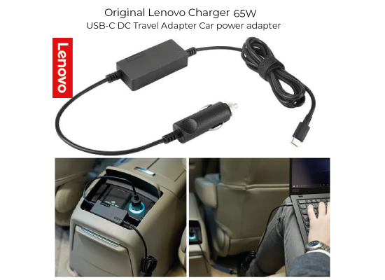 شاحن Original Lenovo 65W USB-C DC Travel Adapter Car power adapter - DC 12 / 24 V - 65 Watt - for Tablet 10, ThinkPad 11, A485, L380 Yoga, X1 Carbon
