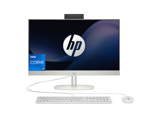 رام HP AIO All-in-One 24-cr0040ne PC 13Gen Intel® Core™ i7-1355U 10-Cores 8GB DDR4 (Upgradable), 512 GB SSD 24" IPS FHD Display - White