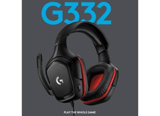 سماعة ألعاب (رأس) Logitech G332 Wired , Rotating Leatherette Ear Cups, 3.5 mm Audio Jack, Flip-to-Mute Mic
