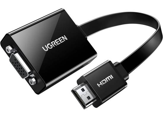 UGREEN Active HDMI to VGA Adapter with 3.5mm Audio Jack HDMI Male to VGA Female up to 1080P for PC Laptop Ultrabook Raspberry Pi Chromebook Black
