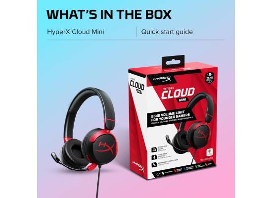 سماعة رأس HP HyperX Cloud Mini Wired On Ear 30 mm drivers Lightweight and comfortable Durable microphone with flip-to-mute (For Kids) - PC, PS5, PS4, Xbox Series X|S, Xbox One, Nintendo Switch, Chromebook, and Mobile - Black