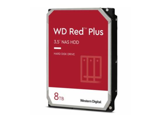 هارديسك WD Red Plus 8TB NAS – 3.5" SATA, 5640 RPM, 256MB Cache, CMR Recording, 215MB/s Transfer Rate, RAID‑Optimized for up to 8 Bays
